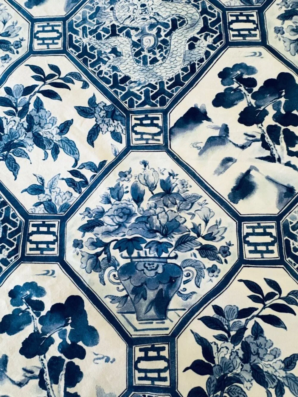 Ralph Lauren Palm Harbor Full Queen Duvet Cover Blue White Chinoiserie Pristine